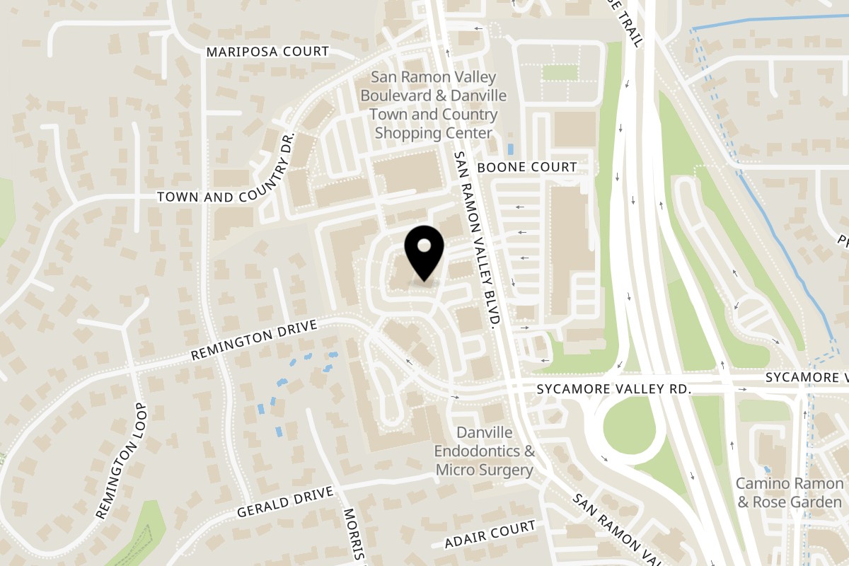 Map showing the location of Bagel Street Cafe on 316 Sycamore Valley Rd in Danville